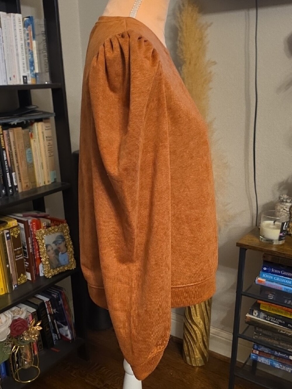 Dokotoo Rust Brown Puff Sleeve Knit Sweater Top Long Sleeve Fall Size Large - Picture 4 of 7